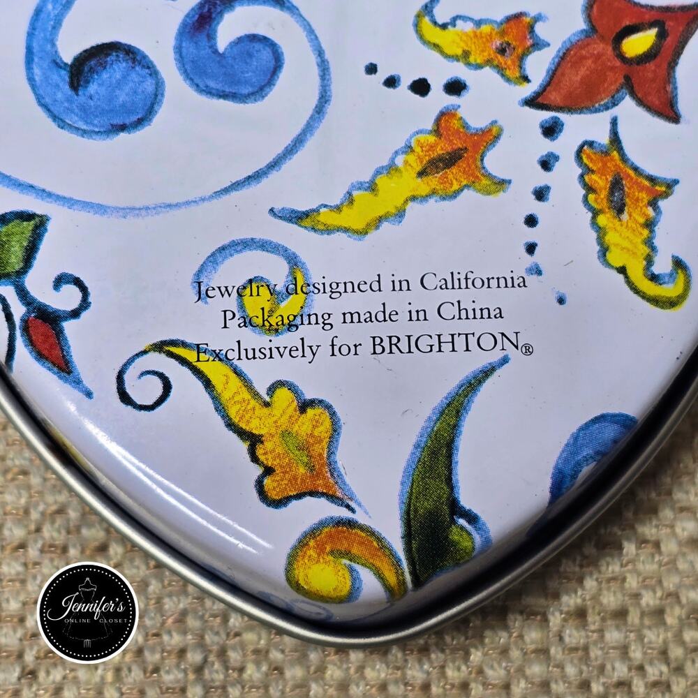 Brighton Heart Shaped Scroll Design Tin Box - Picture 3 of 6